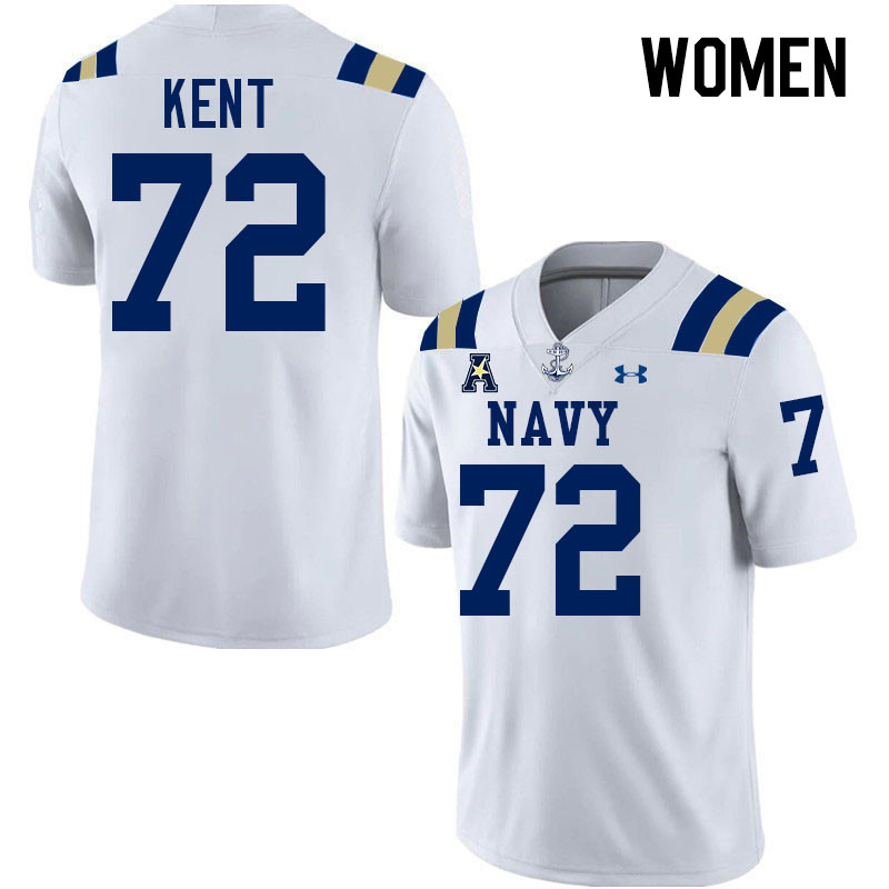 Women Navy Midshipmen #72 Nathan Kent College Football Jerseys Stitched-White